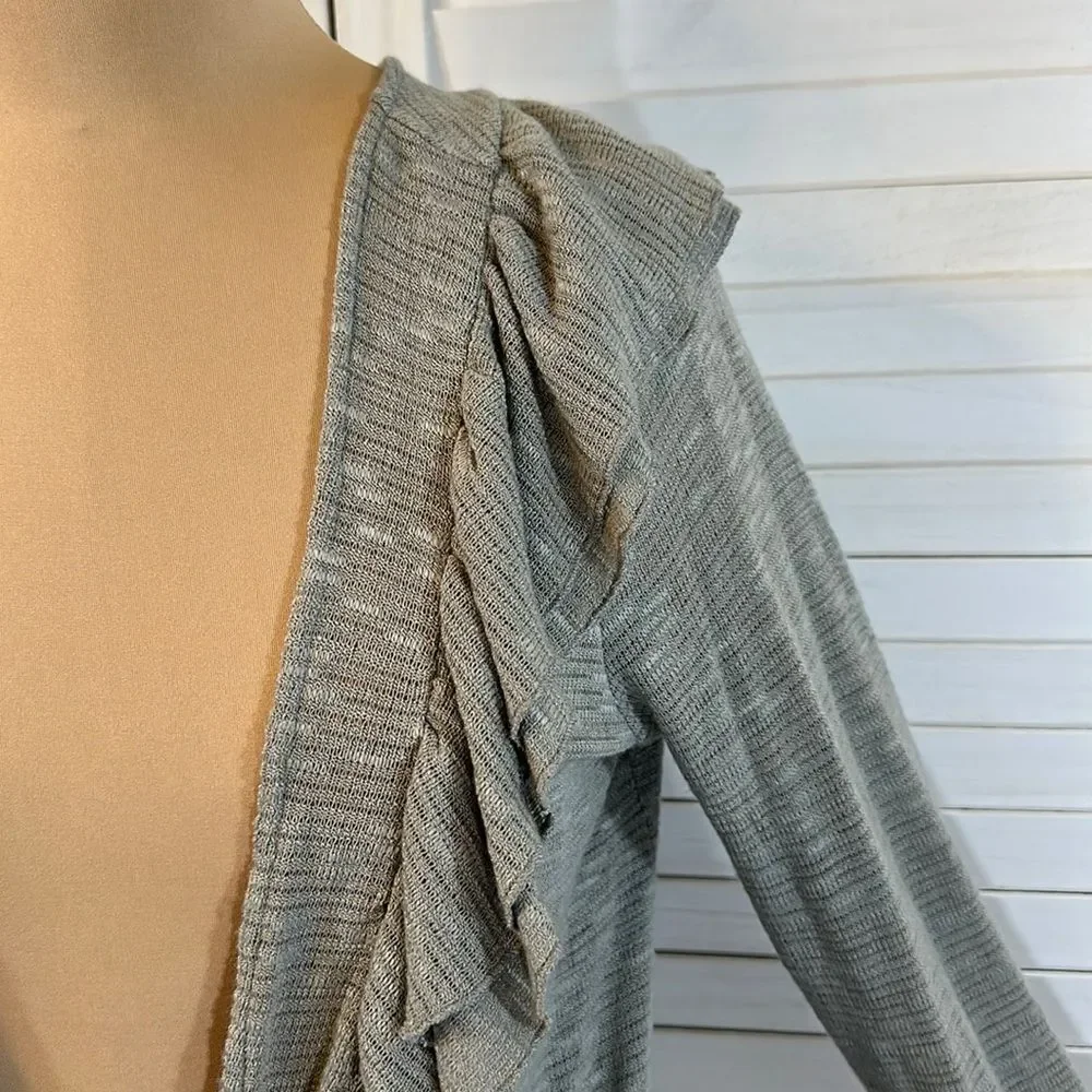 Ya LA Cardigan Large Sweater Ruffled Gray NWT
